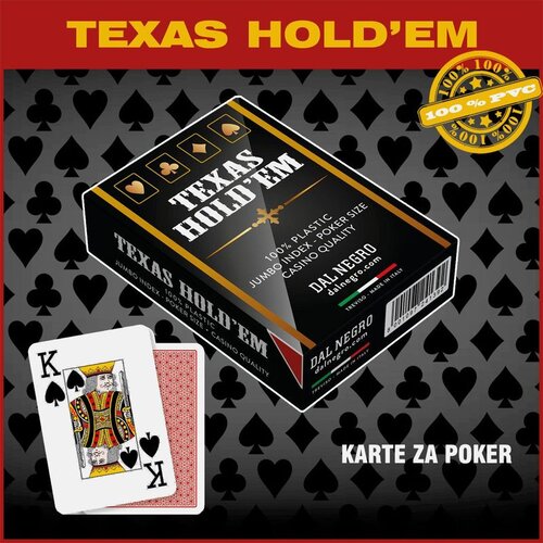 Dal Negro karte za poker 100% plastika jumbo index, crvene Cijene