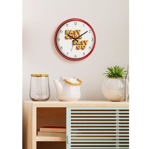 WALLXPERT Zidni sat DVS136, 30cm, Bijelo-crveni Cijene