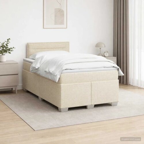 Krevet s box springom madracem i LED-om Krem 120 x 200 cm - Krem 120 x 200 cm Dizajn linija Slike