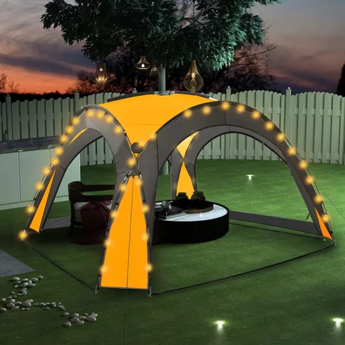 Šator za zabave LED s 4 bočna zida 3,6 x 3,6 x 2,3 m žuti