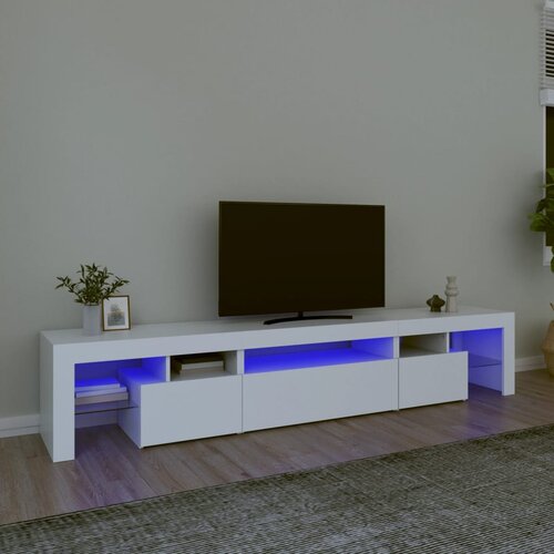 TV ormarić s LED svjetlima bijeli 215x36,5x40 cm Cene