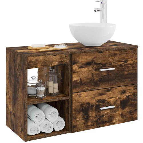  Set namje&amp;scaron;taja za kupaonicu 2 kom. Dimljeni hrast Smeđa 49,5 x 41 x 80 cm Slike