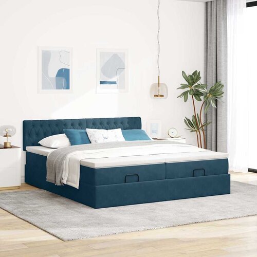  Otomanski okvir kreveta s madracima plavi 180x200cm bar&amp;scaron;unasti Slike