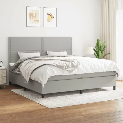  Box spring postelja z vzmetnico svetlo siva 200x200 cm blago, (20723920)