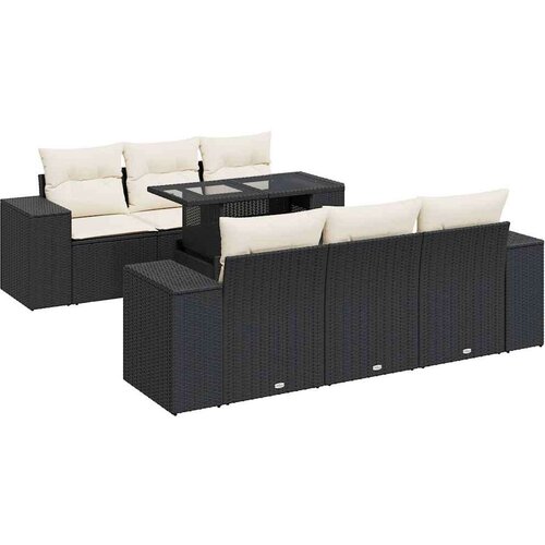 VidaXL 7-dijelni set vrtnih sofa od poliratana s jastucima crni Slike