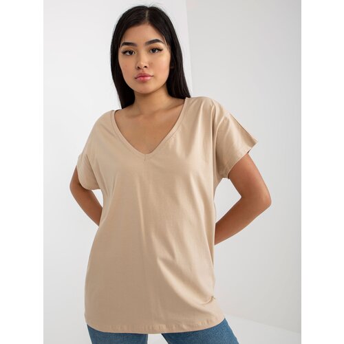 Fashion Hunters Beige women's basic T-shirt by Emory Cene