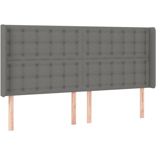  LED uzglavlje tamnosivo 203 x 16 x 118/128 cm od tkanine Slike