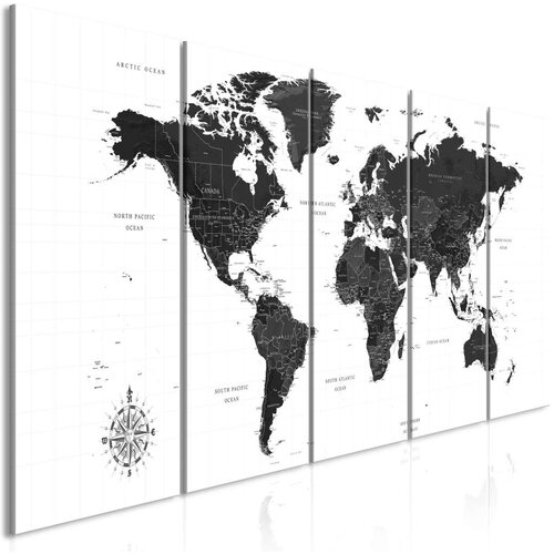  Slika - Black and White Map (5 Parts) Narrow 225x90 Slike