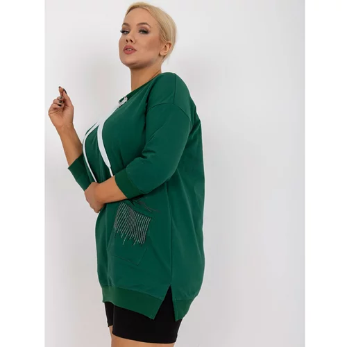 Fashion Hunters Dark green plus size sweatshirt tunic for Sylviane casual wear
