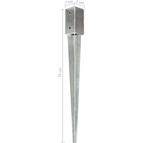 vidaXL šiljci za tlo 6 kom srebrni 7 x 7 x 75 cm od pocinčanog čelika Cene