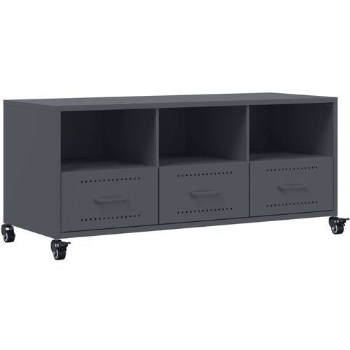 Maison Chic TV omarica - TV stojalo - Televizijska omarica antracitna 100,5x39x43,5 cm jeklo, (21699182) Slike
