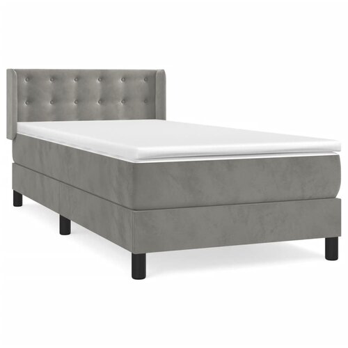 Maison Chic Box spring postelja - Vzmetna postelja z vzmetnico svetlo siva 80x200 cm žamet SL20714, (21893193) Slike