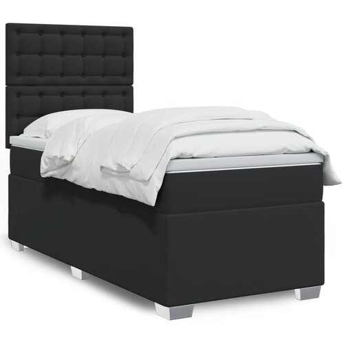 vidaXL Box spring postelja z vzmetnico črn 100x200 cm umetno usnje Cene