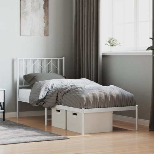 vidaXL Metalni okvir za krevet s uzglavljem bijeli 75x190 cm Cene