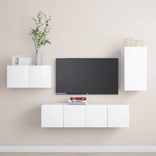 The Living Store Komplet TV omaric 4-delni bela iverna plo&amp;scaron;ča - Komplet TV Omaric, (21374836) Slike