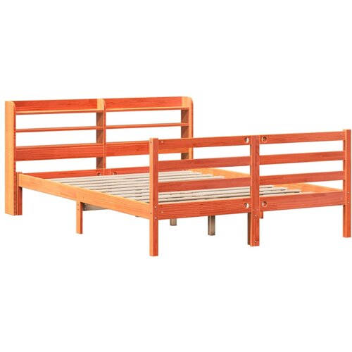 vidaXL Posteljni okvir z vzglavjem voščeno rjava 150x200 cm borovina, (21304252) Cene