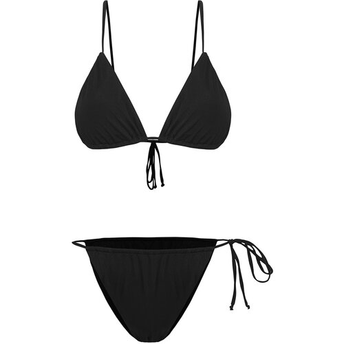 Trendyol Black*001 Animal Triangle Diver/Scuba Normal Waist Bikini Set Cene