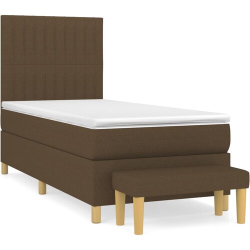 VidaXL Box spring postelja z vzmetnico temno rjava 100x200 cm blago, (20898817) Slike