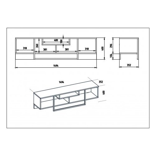 Hanah home asal (150) walnut black polica za tv Slike