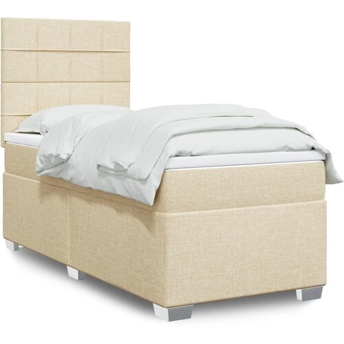  Okvir kreveta s oprugama i madrac krem 80x200 cm od tkanine Slike