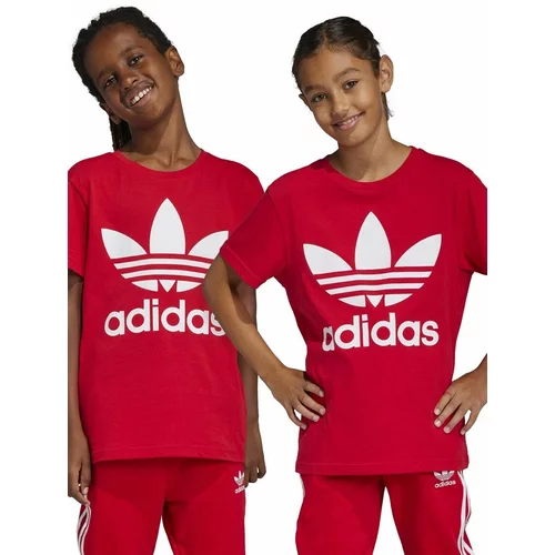 Adidas Bombažna kratka majica TREFOIL rdeča barva
