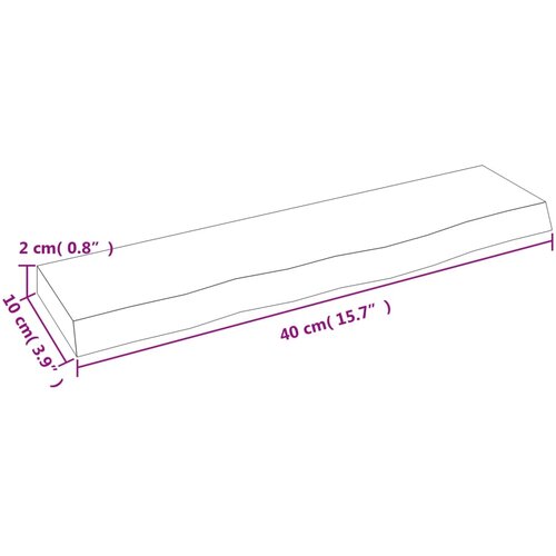  Zidna polica svjetlosmeđa 40 x 10 x 2 cm od obrađene hrastovine Slike