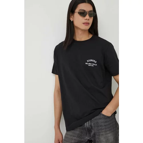 Iceberg Pamučna majica za muškarce, boja: crna, bez uzorka