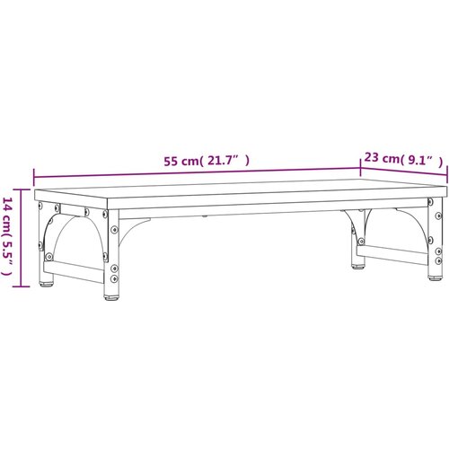  Stalak za monitor siva boja hrasta 55x23x14cm konstruirano drvo Slike