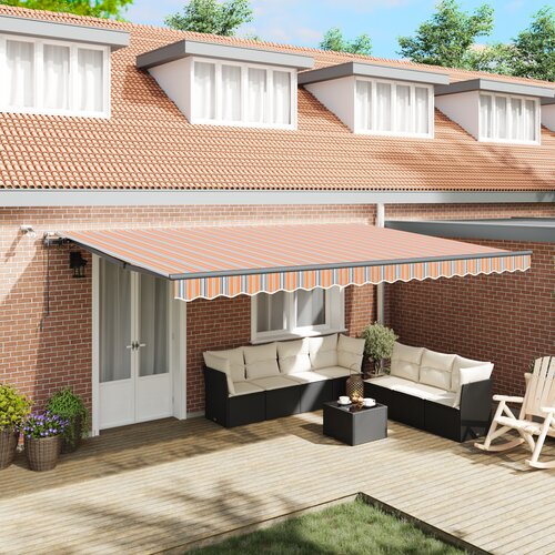 vidaXL Samodejna zložljiva tenda z LED večbarvno črto 500x350 cm Cene