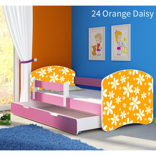  Otro&scaron;ka postelja ACMA z motivom, stranska roza + predal 160x80 cm 24 Orange Daisy Cene