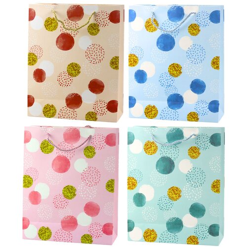 GIFT Bag Dot Pattern Gold Pastel 32 &amp;times; 26 &amp;times; 10 cm Slike