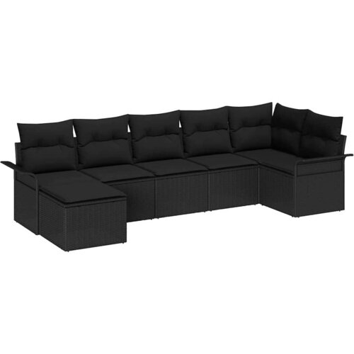  Sjedeća garnitura za vrt 7 kom. Crna poliratan 297,5 x 132,5 x 69 cm Slike