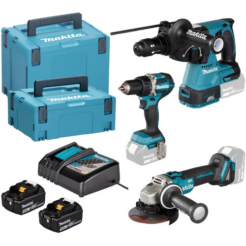 Makita DLX3195JX1 Akumulatorski komplet orodja, vkljucno z 2 x 5,0 Ah in hitrim baterijama polnilcem Slike