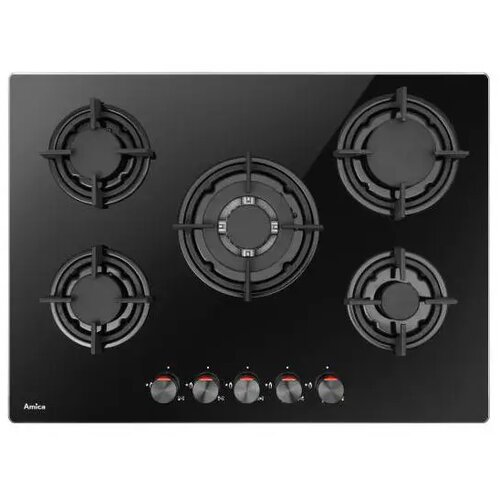 Amica Ploča za kuhanje PGCA7101AoB, 5 x plin, Wok, 70 cm, staklokeramika, crna 58652 Cijene