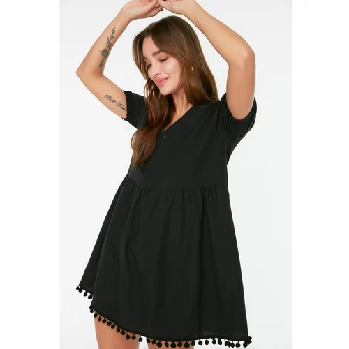 Trendyol Black Pompom Detailed Dress