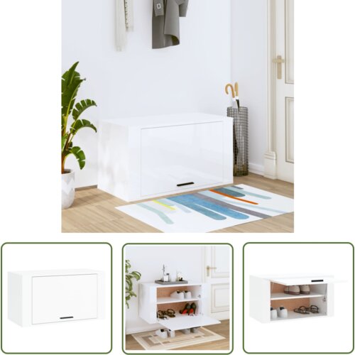 The Living Store Omarica za čevlje visok sijaj bela 70x35x38 cm inženirski les - Stenska Omarica Za Čevlje, (21744540) Cene