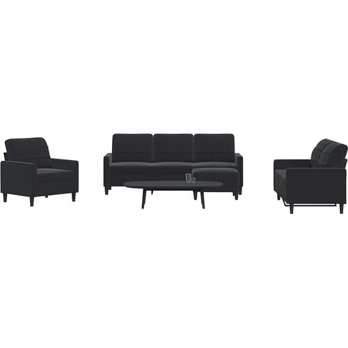  4-dijelni set sofa s jastucima crni baršunasti Cene