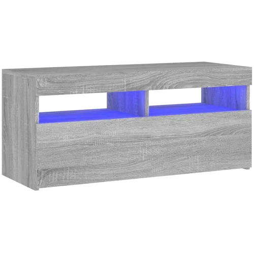 MAISON CHIC TV omarica - TV stojalo - Televizijska omarica z LED lučkami siva sonoma 90x35x40 cm, (21701156)