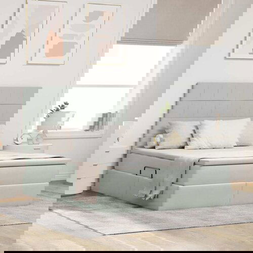 VidaXL Krevet S LED lampica Svijetlo siva 140 x 200 cm Bar&amp;scaron;un Slike