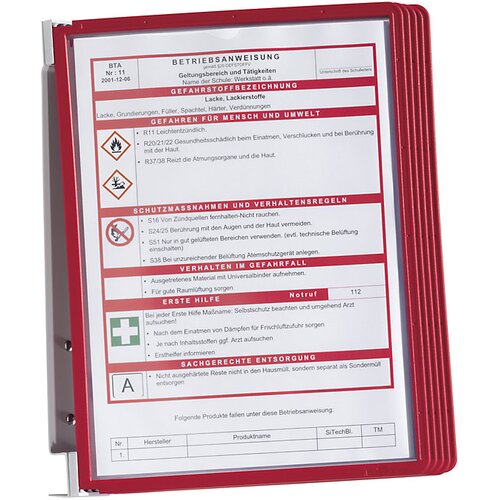 Durable Komplet s stenskim držalom, 5 prozornih tablic DIN A4, DE 2 kosa, rdeč okvir Cene