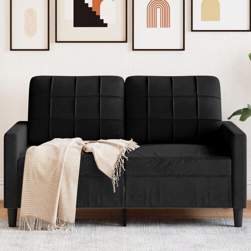 VidaXL Kavč dvosed črn 120 cm žamet Slike