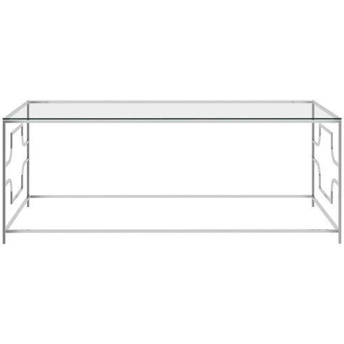 Maison Chic Klubska mizica - kavna mizica - Nizka mizica srebrna 120x60x45 cm nerjaveče jeklo in steklo, (21752783) Slike