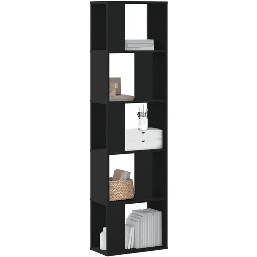  The Living Store Knjižna omara 5-nadstropna črna 45x23,5x162,5 cm inženirski les - Knjižna Omara, (21554916) Slike