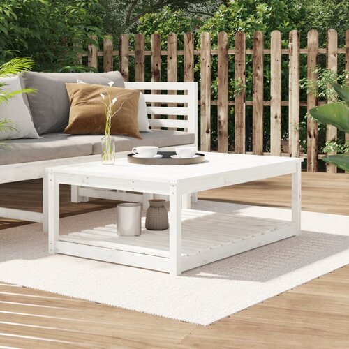 vidaXL Vrtna miza bela 121x82,5x45 cm trdna borovina Cene