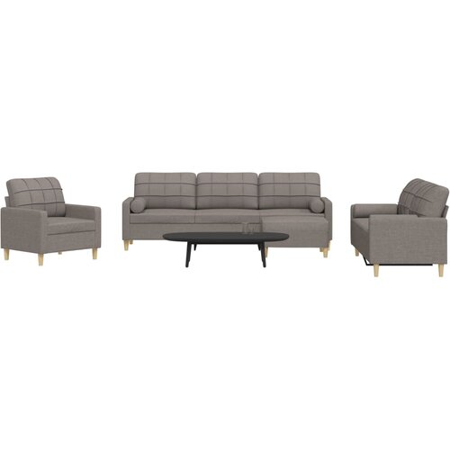  4-dijelni set sofa s tabureom i jastucima smeđesivi tkanina Cene