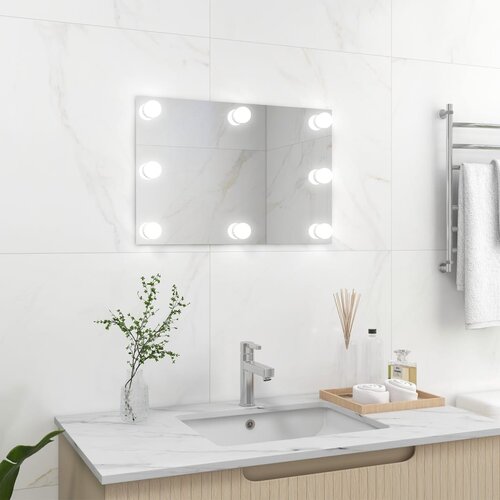 vidaXL Stensko ogledalo z LED lučkami pravokotno steklo Cene