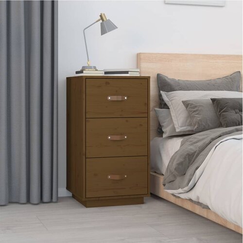 VidaXL Nočna omarica medeno rjava 40x40x75 cm trdna borovina Slike