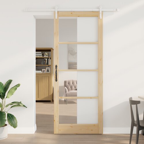 vidaXL Drsna vrata s kompletom opreme "ORKDAL" Trden les & steklo, Notranja vrata s steklom "ORKDAL" 93x232x4 cm Trden les bor Cene