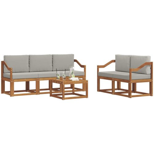  Set vanjskih sofa 6 kom. Prirodna i svijetlo siva Slike