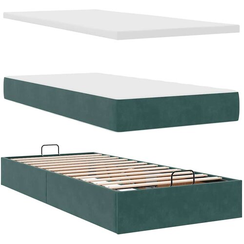 VidaXL okvir kreveta s madracima tamnozeleni 80x200cm bar&amp;scaron;unasti Slike